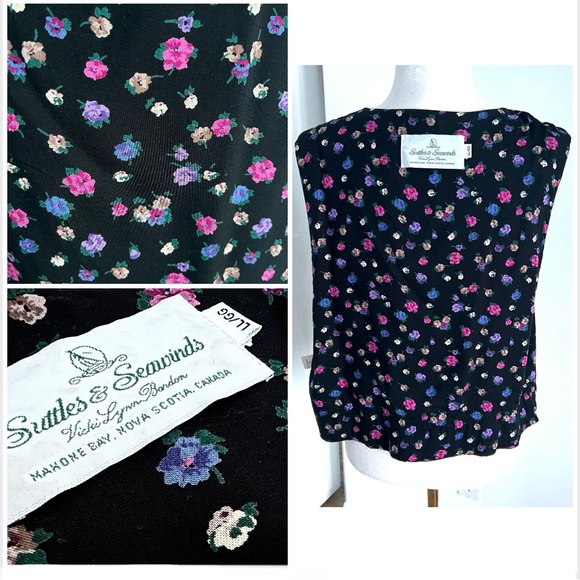 🇨🇦Suttles & Seawinds Vintage 1990s Quilted Floral Vest – Pink Purple Blue Green - Picture 6 of 16